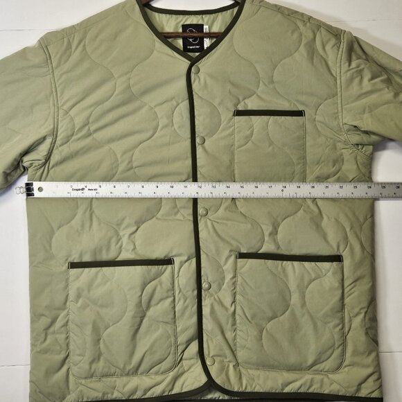 Original Use Men's Quilted Mid Weight Jacket - Olive Green Size L Snap Button Up - Picture 10 of 12